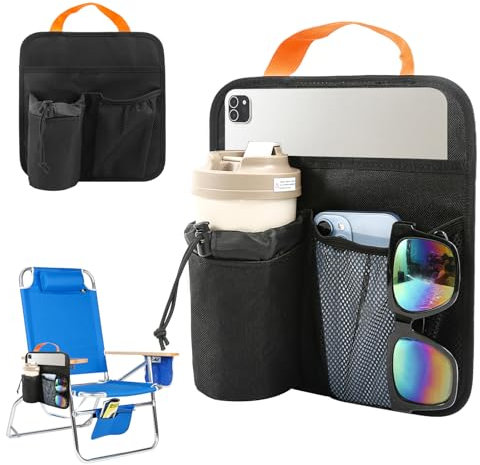 CYMNER Sedie da spiaggia, poltrone statiche, statiche, sedia a rotelle, podio per il sedile da spiaggia, utilizzate in 3 tasche, bottiglie d'acqua, occhiali da sole, un telefono cellulare e chiavi