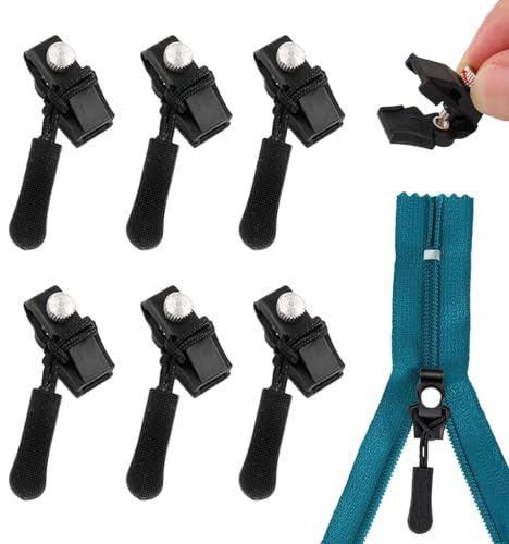 6 Stück Fix-Reißverschlusszieher, Reißverschluss Anhänger, Reißverschlussschieber Ersatz, Universal-Reißverschluss, Reißverschluss Zipper Reparatur für Jacke, Rucksack, Gepäck, Schlafsack (Groß)
