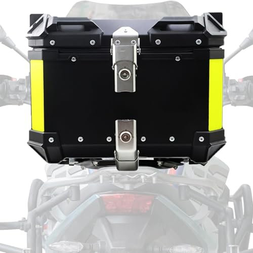 45l 55l 65l Topcases Motorrad Motorradkoffer Mit Diamant-Lederfutter Für Helm Großes Gepäck Aluminium-Topcase Motorrad-Heckkasten Mit Sicherheitsschloss(Schwarz,55L)