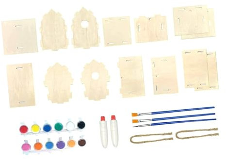 Generisch 1 Satz Holzhaus Selber Bauen Glockenspiel Vogelfütterer Vogelhaus Windspiel Anhänger Vogelkäfig Vogelhäuschen Selber Malen Hängendes Vogelhäuschen Windspiel-ornament Pigment