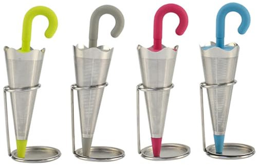 Umbrella Tea Infuser 4PCS Reusable Cute Tea Diffuser with Drip Tray Stainless Steel Fine Mesh Loose Tea Infuser with Silicone Lid for Tea Cups Mugs Teapots Tea Infuser Cute Tea Diffuser Sloth Tea Infu
