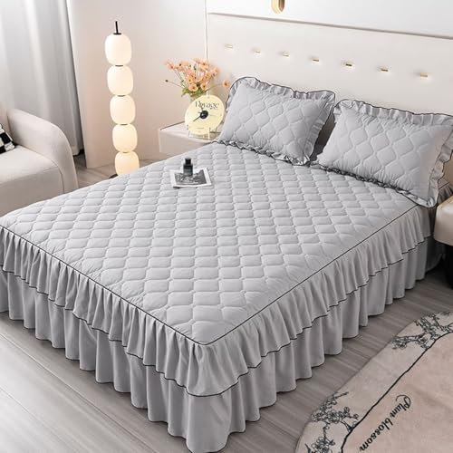 Spannbetttuch 180x220cm, Grau Spannbetttuch Volltonfarben Polyester Spannbetttuch + 2 Kissenbezüge
