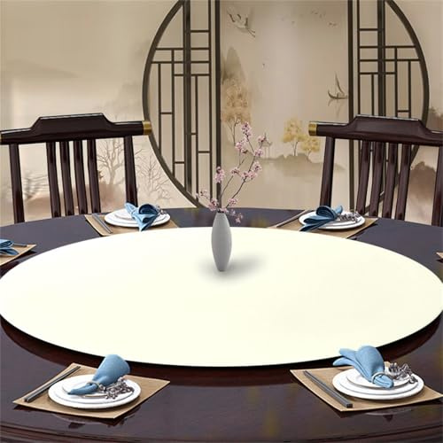 Highdi Elastische Tischdecke Rund Abwaschbar, Cocktail Spanntischdecke Rund Gartentischdecke Outdoor Round Tischdecke mit Gummizug für Esszimmer, Küche und Picknick (160cm,Beige)