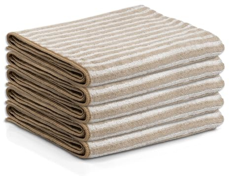 Das blaue Wunder EXTRA Premium Geschirrtücher 40cm x 70cm | EXTRA weich und EXTRA saugfähig | Küchentücher mit Qualität | Streifen- und fusselfrei (warm grau, 5er Set)