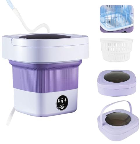 Portable Washing Machine, Mini Washing Machine with 11L Capacity and Spin Dryer, Drainage and Inlet Hose, Blue Light, Suitable for Deep Cleaning of Underwear, Socks, Baby Clothes