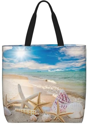 DNBCLEZK Strandtasche, leicht, Polyester, große Tasche, Shopper mit trendigen Drucken, Uni, für den täglichen Gebrauch, für Damen und Herren (mehrere Muster-Designs), Schwarz , Einheitsgröße