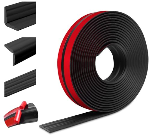 Moulure décorative moulure murale adhesive protection angle mur baguette d'angle PVC plinthe souple pour les murs sols protection des bords (20mm×3m, Noir)