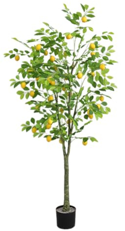 Zstar Künstlicher Zitronenbaum, 180cm Groß Zitronenbaum Kunstpflanze im Topf, Realistischen Stämmen und Blättern Groß Künstliche Pflanzen Dekoration für Drinnen und Draußen Wohnzimmer Balkon