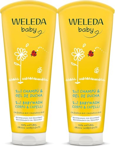 Weleda Bipack Baby Babywash kropp och hår ringblomma, 2-i-1 duschkräm för småbarn, extra mild formel (2 x 200 ml)