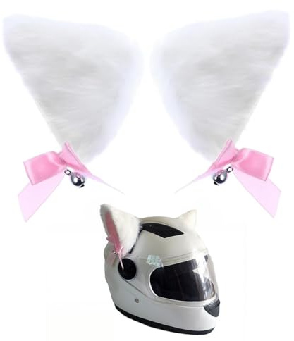WUSJCOF 2 Pezzi Decorazione per Casco Moto, Orecchie di Gatto in Morbido Peluche, Adesivi Personalizzati per Casco, Accessori Divertenti per Casco da Moto