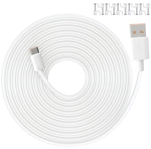 10 m USB-C-Kabel, Schnellladekabel USB C für Xiaomi Sicherheitskameras, kompatibel mit Mi Wireless Outdoor Security Kamera 1080P, USB-Kabel Typ C, kompatibel mit Mi Kamera 2K Magnetic Mount