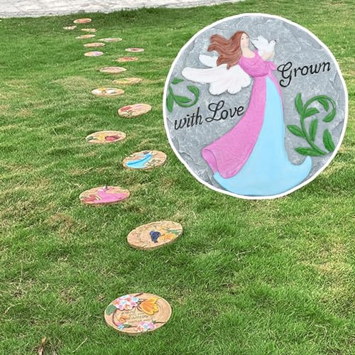 JFGCTYHXY Vibrant Circular Garden Décor Step Stone, Dimensional Interior Art Decoration or Backyards Pavers(Style1,2PCS)