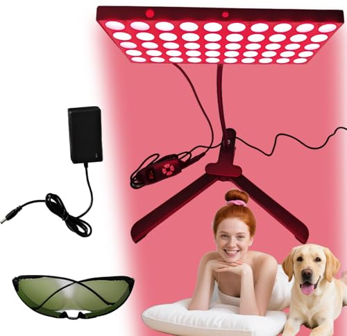 Lampe de luminothérapie infrarouge portable à pince, 100 LED 660 nm et 850 nm, 30 W, 5 niveaux de luminosité, col de cygne et angle réglables, minuterie et protection des yeux pour le visage et le
