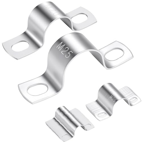 Noosverl 20 Stück Ø20mm+10 Stück Ø25mm Zweiloch U-Rohrschellen, Edelstahl V2A-Befestigungsschelle, Kabelschellen zum Schrauben, Rohrhalterung für Kabelrohr, Wasserrohre, Gasrohre