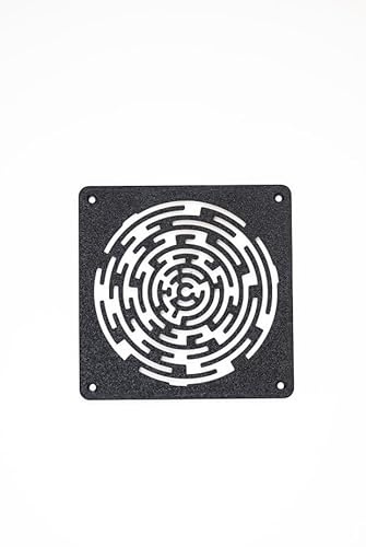 Fan Grille 120 mm / 140 mm - Fan Grill with Labyrinth Design | 3D Print Fan Cover for PC & DIY Casing (Black, 120 mm)