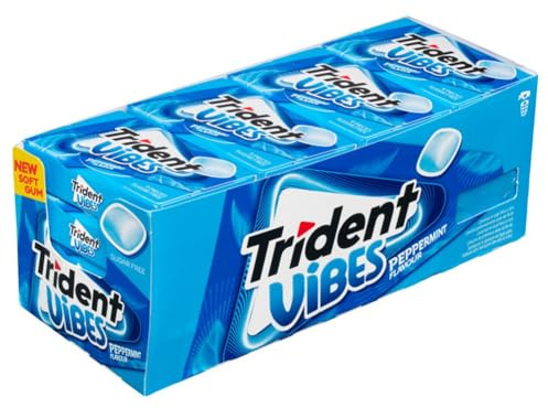 Trident Vibes Peppermint – 16 Packungen à 9 Stück (144 Stück gesamt) – Zuckerfreier Kaugummi mit Pfefferminzgeschmack – Frische Soft Gums für Atem & Zahnpflege | 336g