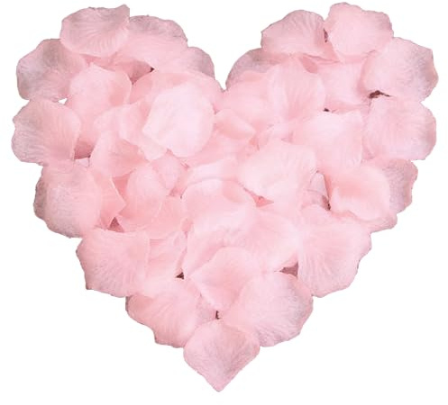 1000 Pcs Pink Silk Rose Petals, Artificial Rose Flowers, No-Taste Emulation Silk Roses Petal for Wedding Party Proposal Anniversary Decoration (Pink)