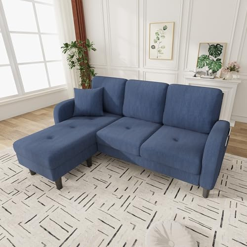 Kebnor 166 x 118 x 77 cm,L-förmiges Ecksofa mit Chaiselongue – 3-Sitzer Sofa, Cordstoff, Kunststoffbeine, Modulares Design, Ideal für Wohnzimmer, Apartments und Büros
