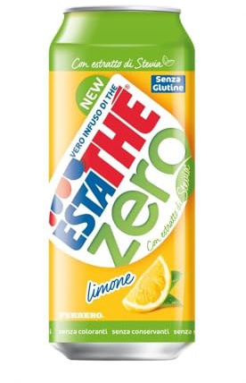 12X Confezione Per Estathé Zero Limone - The Freddo, Senza Zucchero, con Vero Infuso di Foglie di The e Succo di Limone, Bevanda Analcolica Senza Glutine, 12 Lattine da 0,3 lt