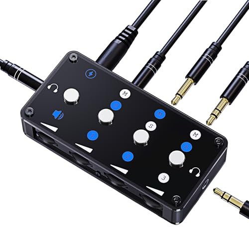 Mini Audio Mixer 3-Kanal Mischpult, Stereo/Mono Line Sub-Mixer mit Null Latenz & Rauscharm, Tragbarer Audiomischer (L/C/R Panning) mit Unabhängiger Lautstärkeregelung für PC, Streaming, Podcast