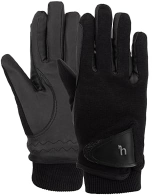 HORZE Kids Rimma Fleece-Lined Winter Horseback Riding Gloves - Black - S