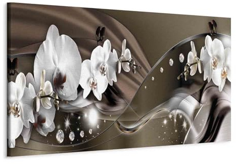 murando - Wandbilder XXL Orchidee 135x45 cm 1 tlg - Wand Deko Vlies Leinwand Bilder Groß Wanddeko Wohnzimmer Schlafzimmer Kunstdrucke Panoramabild - Blumen Perlen Ornament Abstrakt