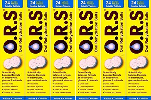 O.R.S Oral Rehydration Salts 24 Lemon Flavour Soluble Tablets x 6 Packs