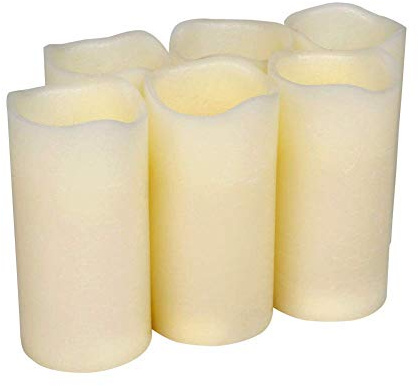 H-BLOSSOM Flickering Flameless Candles Battery Operated Real Wax Pillar Candles LED Candles with Cycling 5H Timer Pack of 6 (3 x 6)