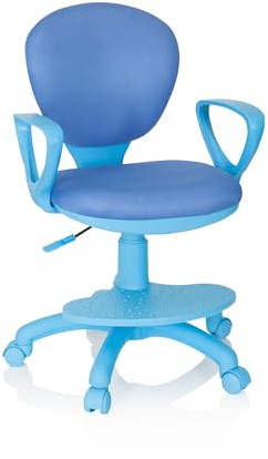 hjh OFFICE 670978 Barnsnurrstol Kid Colour Ergonomisk kontorsstol för barn, Praktiska fotstöd justerbara i höjdled, halvrunda, Inkl. armstöd