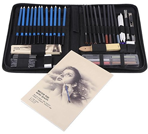 Bleistift Set, 48 Stück Skizze Bleistift Set, Skizzieren und Zeichnen Professionelle Art Set mit Graphitkohlestifte Sticks Werkzeuge und Kit Bag