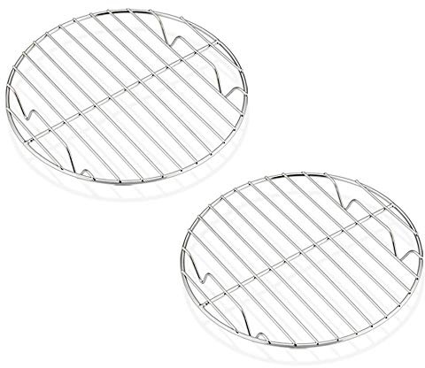 E-far 7½ Inch Steaming Cooking Racks, Stainless Steel Round Baking Cooling Rack Set of 2, Multi-Purpose for Canning Air Fryer Pressure Cooker, Dishwasher Safe
