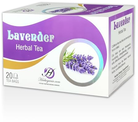 HERBOGANIC Lavender Herbal Tea - Relaxation and Delicate Aroma | Soothing and Refreshing Blend | Natural Ingredients | 20 Tea Bags