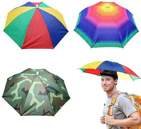 Vientiane Regenschirm Hut, 3 Stück Angelschirm Hut mit Gummiband, Regenschirm Hut für den Außenbereich, Tarnfischer-Regenschirmkappe für den Garten, Fotografie, Regenschirmhut für Erwachsene Kinder