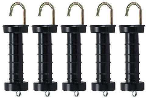 YORKING 5 x Heavy Duty Door Handle Electric Fence Arch Hook Gate Handle + Spring Inside Insulator