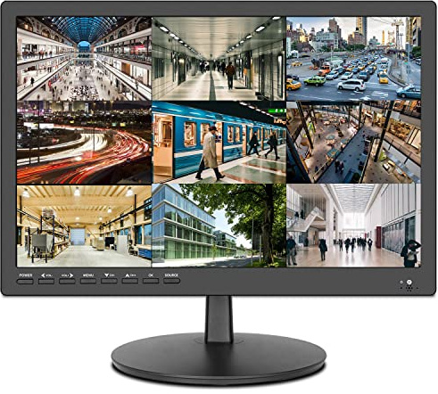 ZOSHING 17inch Security Monitor,Wall-Mounted Monitors Supports USB/Full Format Video Playback,CCTV Monitors with AV/HDMI Input/VGA/Headphone Output,Built-in Speaker, Remote Control