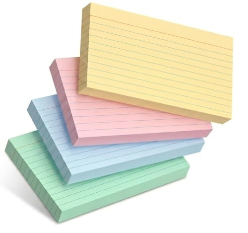 Mr. Pen- Pastel 3 x 5, 180 Lined Index Cards, Note Cards, Flash Cards, Study Cards, Notecards for Studying, Ruled Flashcards for Studying.