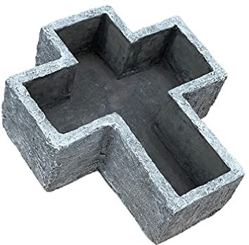 Stone and Style - Vaso per piante a forma di croce, resistente al gelo, resistente alle intemperie