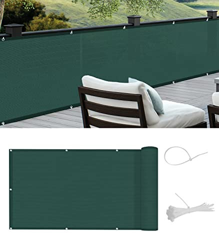 Cool Area Brise-Vue pour Balcon HDPE Couverture de confidentialité Écran ,Vent Protection UV Résistant aux,90x500cm, Vert foncé