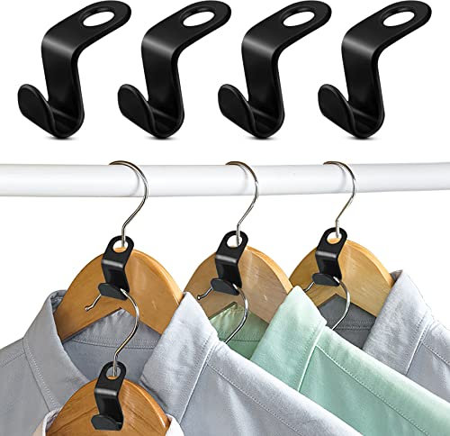 Verbindungsgriff für Kleiderbügel, 60 Stück Kleiderbügel Clip Krawattenhalter für Kleiderschrank perfekt als Accessoires Organizer Kleiderschrank (Schwarz)