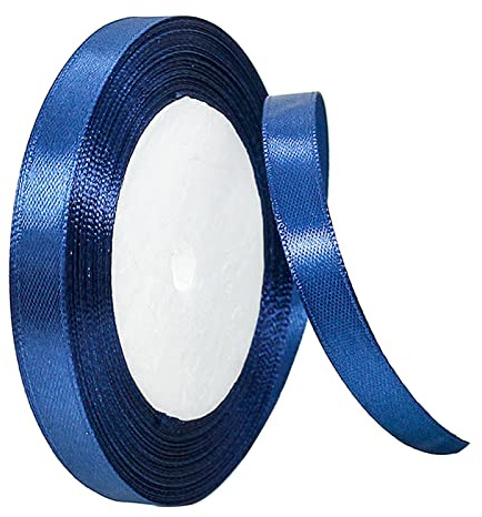 23 Meters Satinband Dunkelblau 1cm, Dekoration Präsent Geschenkband Schleifenband, Stoffband für Kleid Hochzeit, Taufe und Geburtstag Geschenke