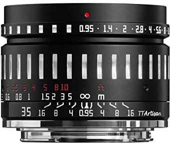TTArtisan 35mm F0.95 APS-C Large Aperture Manual Focus Mirrorless Cameras Lens for Fuji X Mount Compatible with X-A10 X-A20 X-A3 X-A5