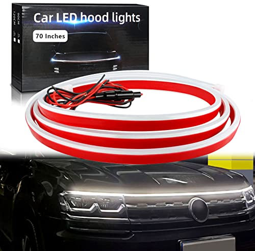 GZRUICA Car Hood Light Strip 180CM White Exterior Car LED Strip Lights for Hood Flexible Waterproof Dynamic Scan DC12V Daytime Running Lights for Cars, SUVs, Trucks