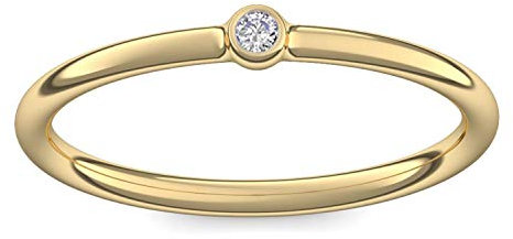 Vorsteckring Verlobungsring Gold Ring Zirkonia 585 + inkl. Luxusetui + Zirkonia Ring Gold Zirkoniaring Gold (Gelbgold 585) - Slick one Amoonic Schmuck Größe 50 (15.9) - KA11 GG585ZIFA50