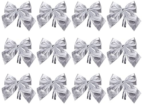 MAGICLULU 12st Geschenkschleifen Aus Satin Weihnachtsdekoration Weihnachtsschleifen Weihnachtskranz Schleife Kleine Bastelbögen Christbaumschmuck Zum Aufhängen Kleiderbügel Weihnachtsbaum