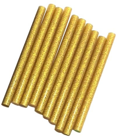 Oshhni 10 Stück Heißklebestifte, Heißklebe-Versiegelungsstifte, 7 mm, farbige Glitzer-Heißklebestifte für Heimwerkerarbeiten, Urlaubsdekoration, Gold
