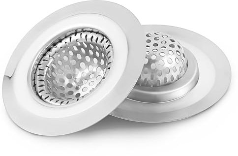 CORNERJOY Abflusssieb für Waschbecken, 5,6 cm, Duschablauf, Haarfänger, Edelstahl-Spülbeckensieb, Filterkorb für Waschbecken, Waschtisch, Waschküche, Wohnmobil und Toilette, 2 Stück