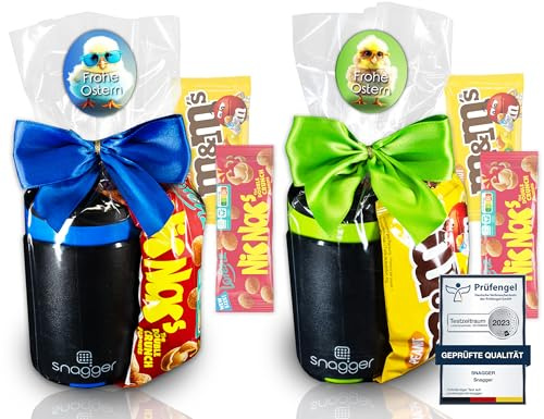 snagger DOPPELPACK (OSTER-Geschenk-Set) - Der Snackspender/saubere Hände beim snacken/geeignet für Erdnüsse, NicNacs, UVM/Geschenke für Gamer Männer Frauen / (Geschenk-Deal Ostern)