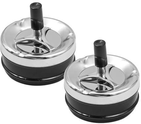 Ieron Cenicero de 2 Piezas Cenicero de Cigarrillos Redondo con Bandeja Giratoria Sin Cenizas Cenicero de Metal Giratorio Moderno Grande para Bar en casa al Aire Libre