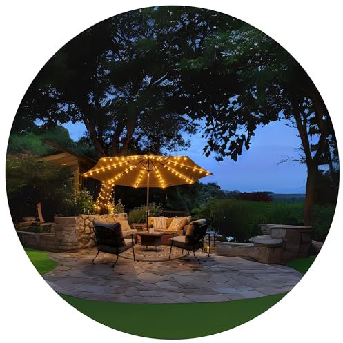 Belle Luci 8.7' Solar Umbrella Lights, 8 Functions,104 Color Changing Lights