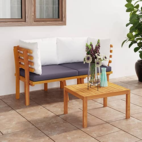 Willood 2-Sitzer-Gartensofa mit Kissen Massivholz Akazie